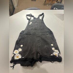 DRIFTWOOD Black Denim Overalls w/ embroidery